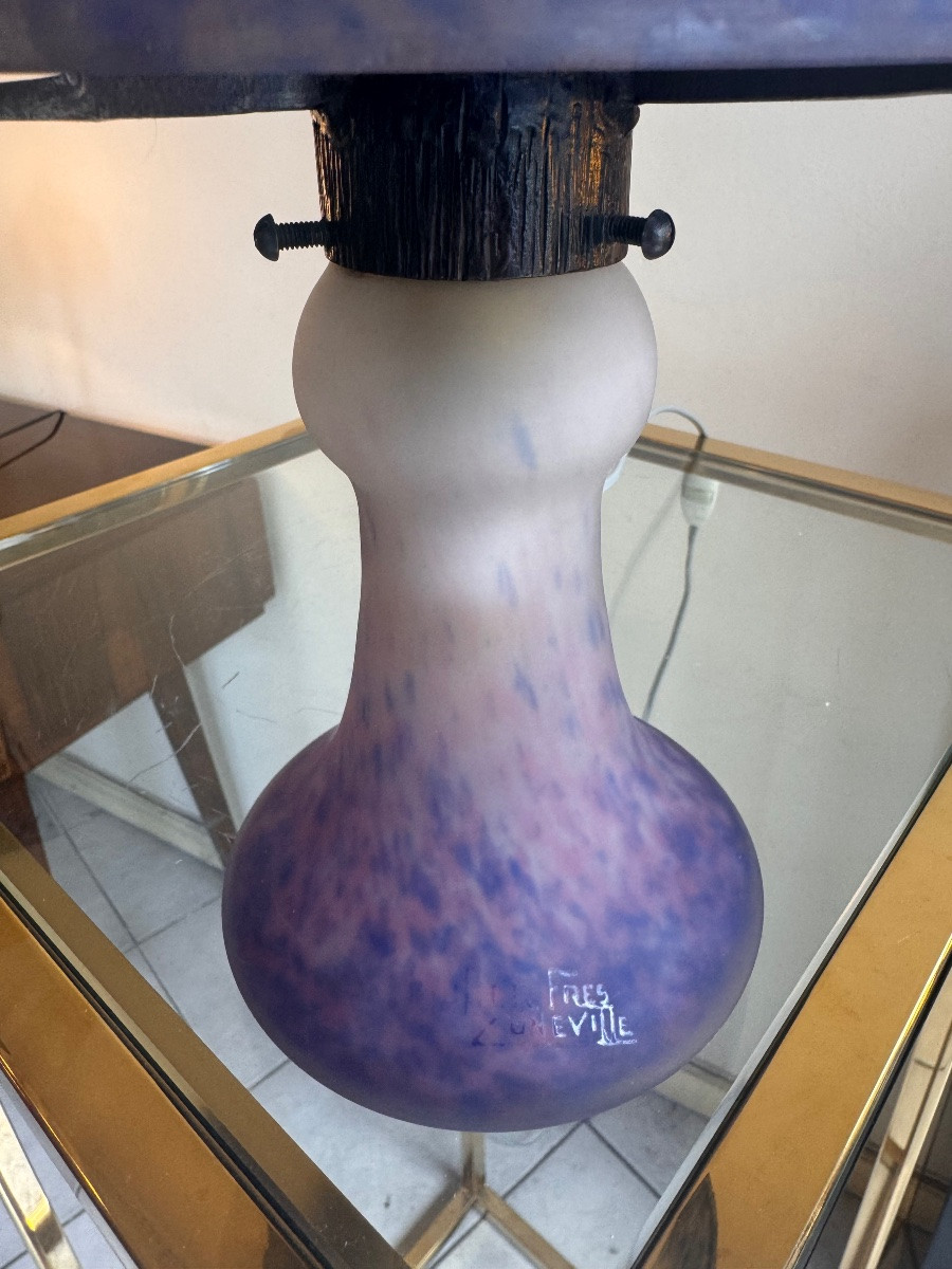 Lampe Transition Art Nouveau / Art Déco à double éclairage Signée Müller Frères ( lampes 1930 -photo-7