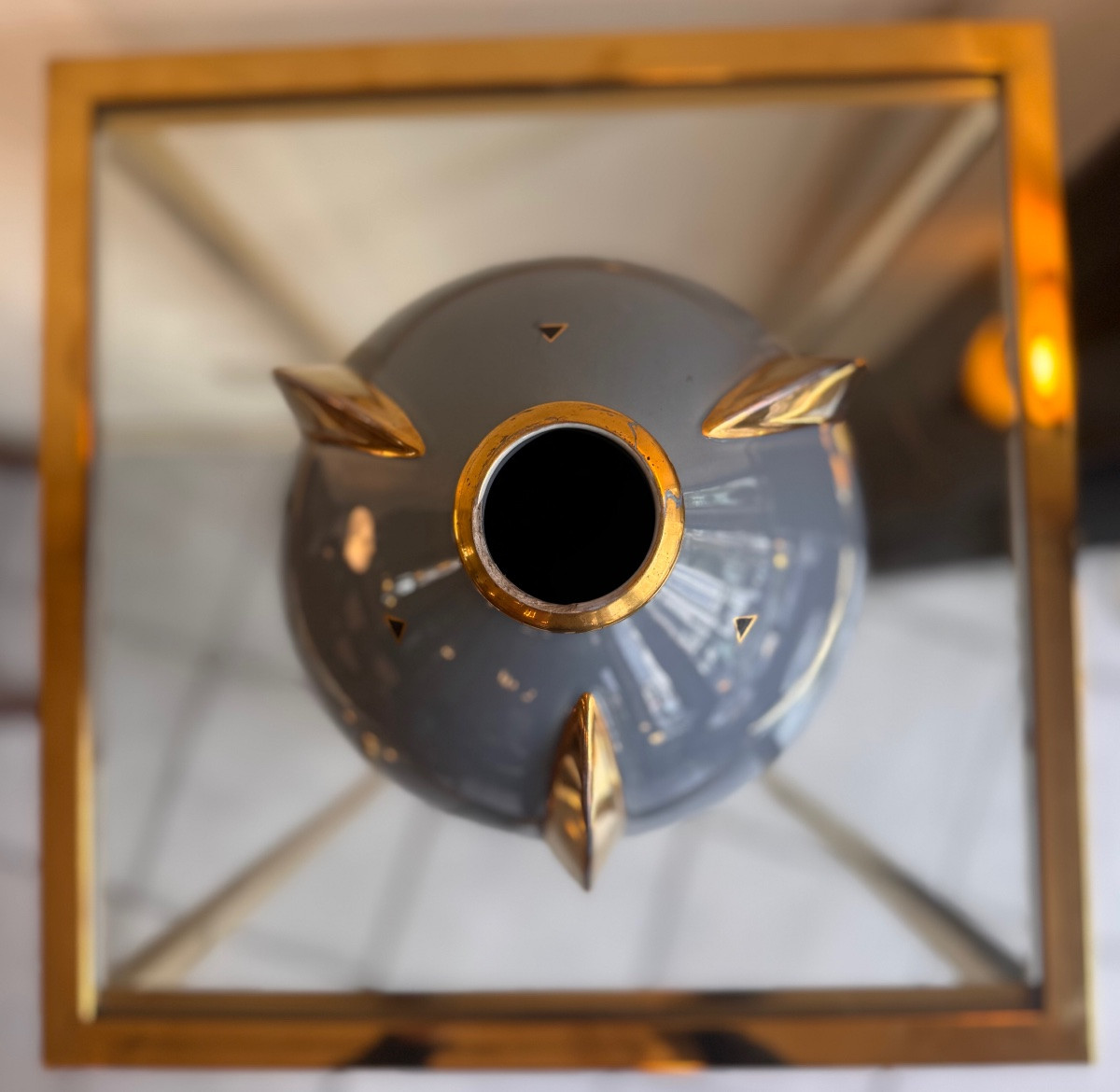 Vase Art Déco Modèle « Soucoupe » Signé Pinon-Heuzé / Faïence émaillée ( vases art deco 1930 ) -photo-4