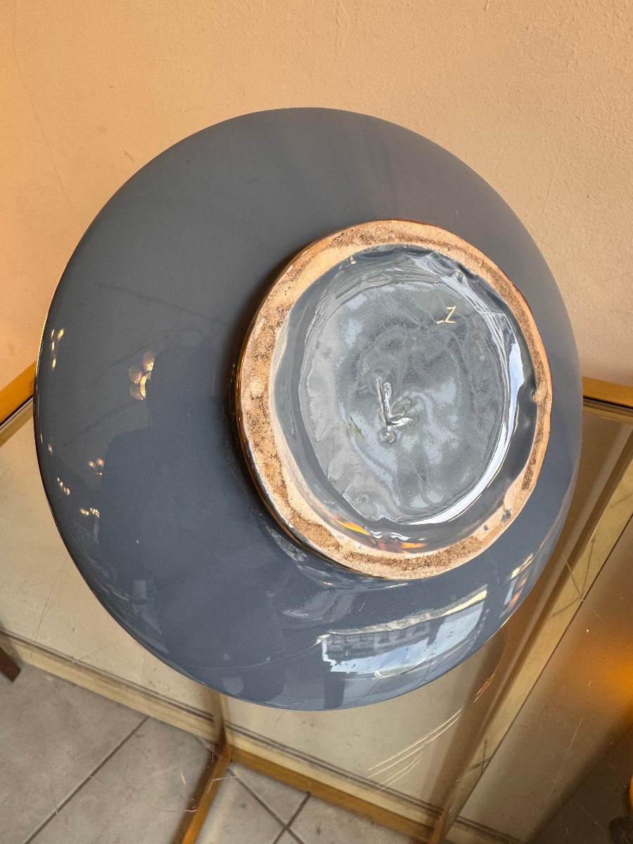 Vase Art Déco Modèle « Soucoupe » Signé Pinon-Heuzé / Faïence émaillée ( vases art deco 1930 ) -photo-7