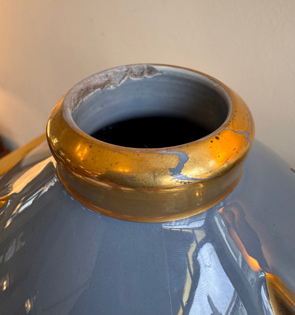 Vase Art Déco Modèle « Soucoupe » Signé Pinon-Heuzé / Faïence émaillée ( vases art deco 1930 ) -photo-8