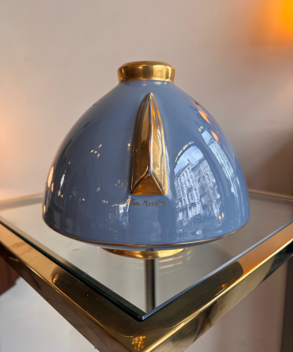 Vase Art Déco Modèle « Soucoupe » Signé Pinon-Heuzé / Faïence émaillée ( vases art deco 1930 ) 