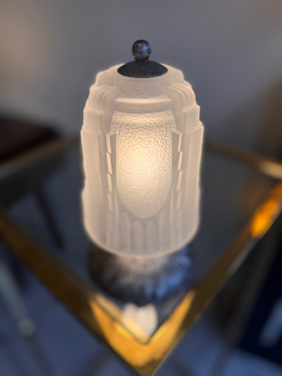 Art Deco Table Lamp / Nightlight * Skyscraper * Signed Müller Frères ( Art Deco Lamps 1930 )-photo-4