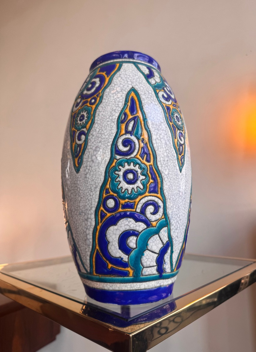 Art Deco Vase Boch Frères Kéramis / Catteau Modèle D1101 (stamp And No. On Bottom) / Earthenware ( 1930-photo-2