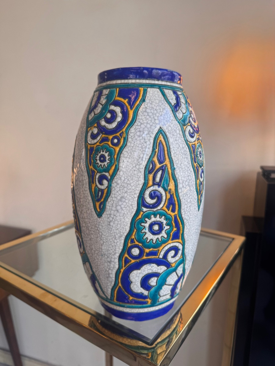 Art Deco Vase Boch Frères Kéramis / Catteau Modèle D1101 (stamp And No. On Bottom) / Earthenware ( 1930-photo-4