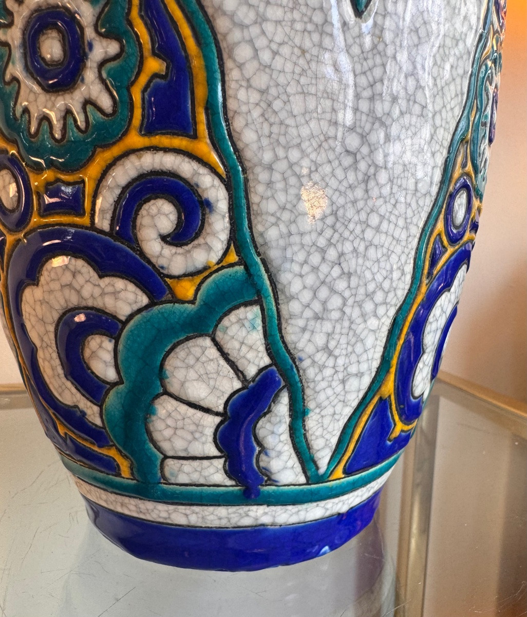 Art Deco Vase Boch Frères Kéramis / Catteau Modèle D1101 (stamp And No. On Bottom) / Earthenware ( 1930-photo-5