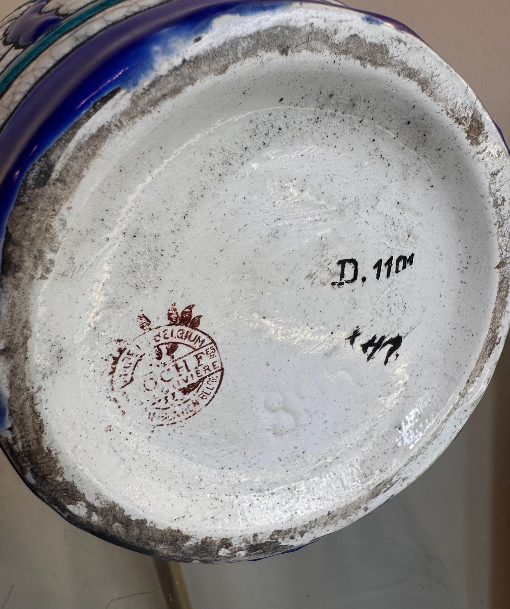 Art Deco Vase Boch Frères Kéramis / Catteau Modèle D1101 (stamp And No. On Bottom) / Earthenware ( 1930-photo-6