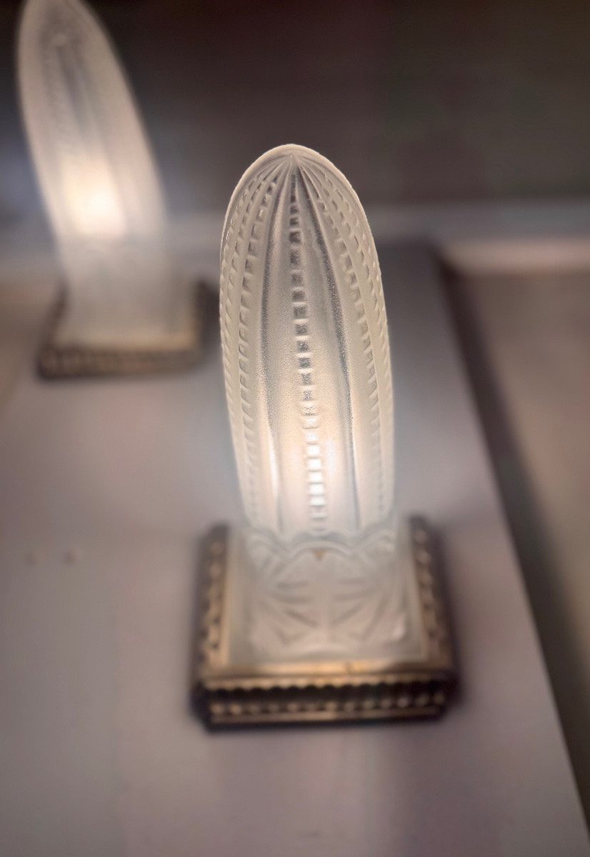 Pair Of Art Deco Sconces Belgian Verreries -photo-4