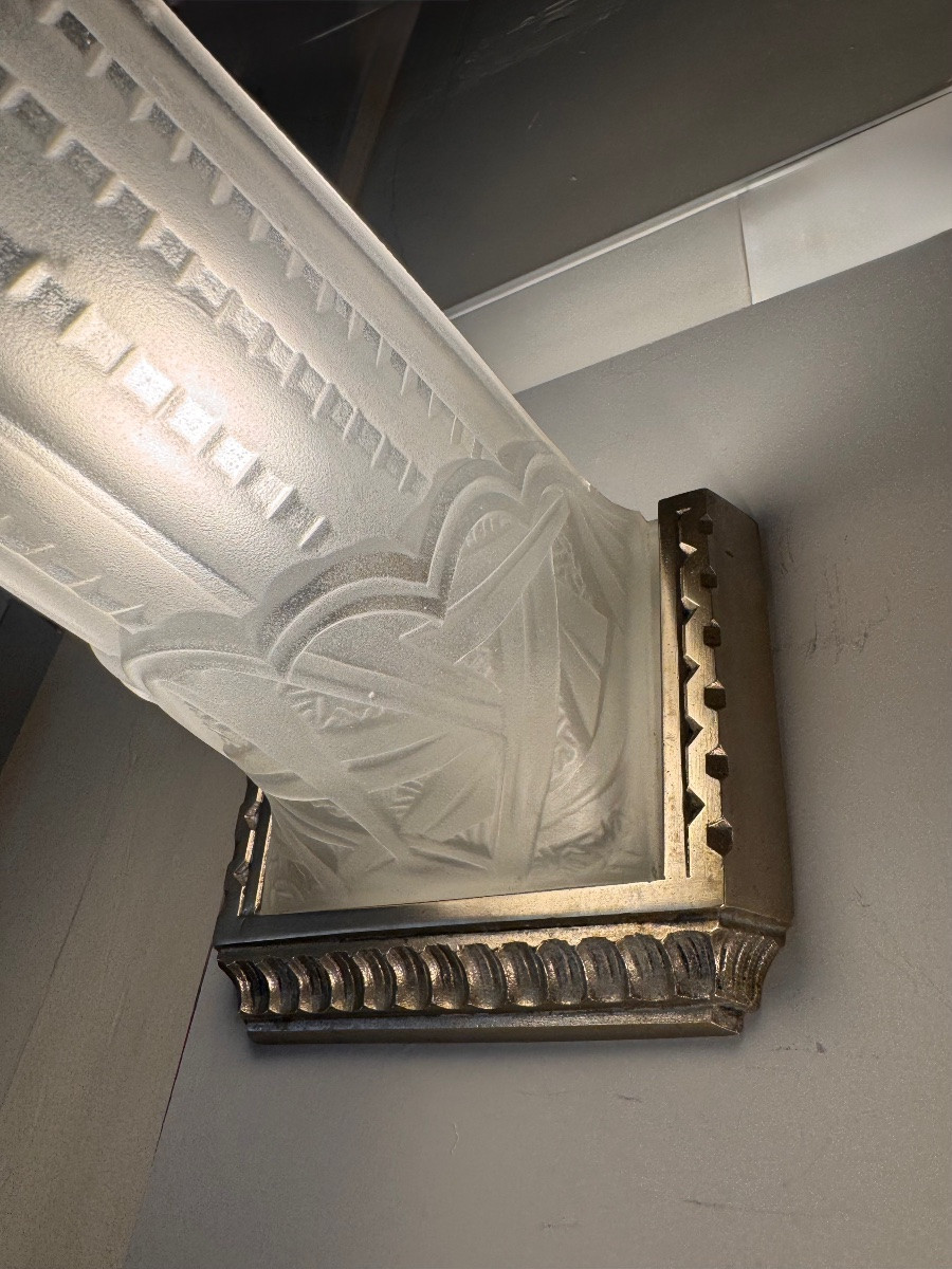 Pair Of Art Deco Sconces Belgian Verreries -photo-3