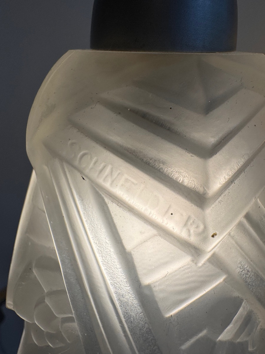 Importante Lampe Art Déco à double tulipes Signée Charles Schneider ( lampes art deco 1930 ) -photo-8