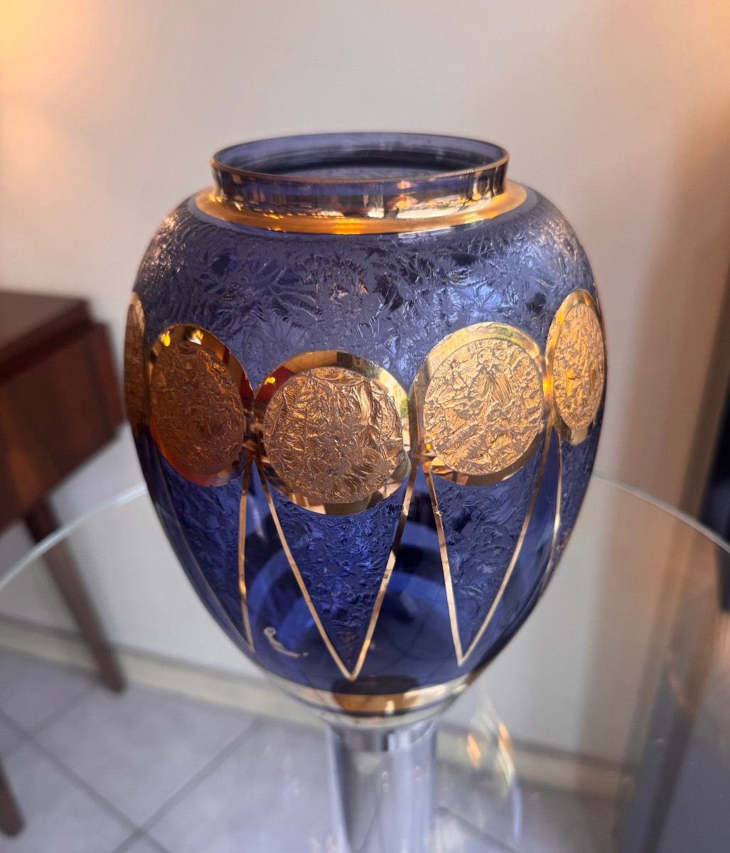 Grand Vase Art Déco «  Monarque » Paul Heller / Verrerie de Rupel Boom ( vases art deco 1930 ) -photo-4
