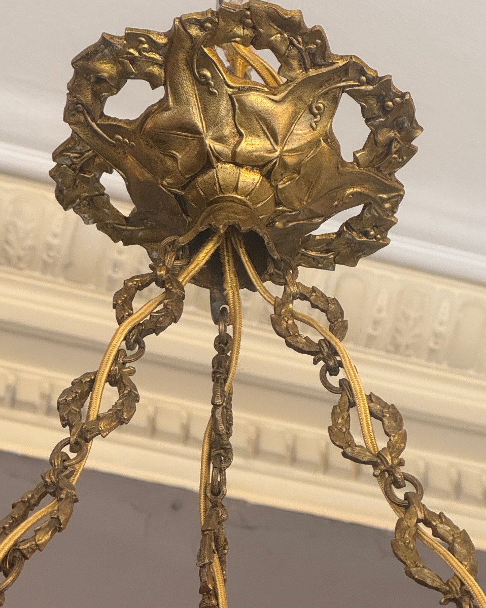 Extremely Rare Art Deco Chandelier « Les Rubaniers » By Charles Schneider / Le Verre Français -photo-8