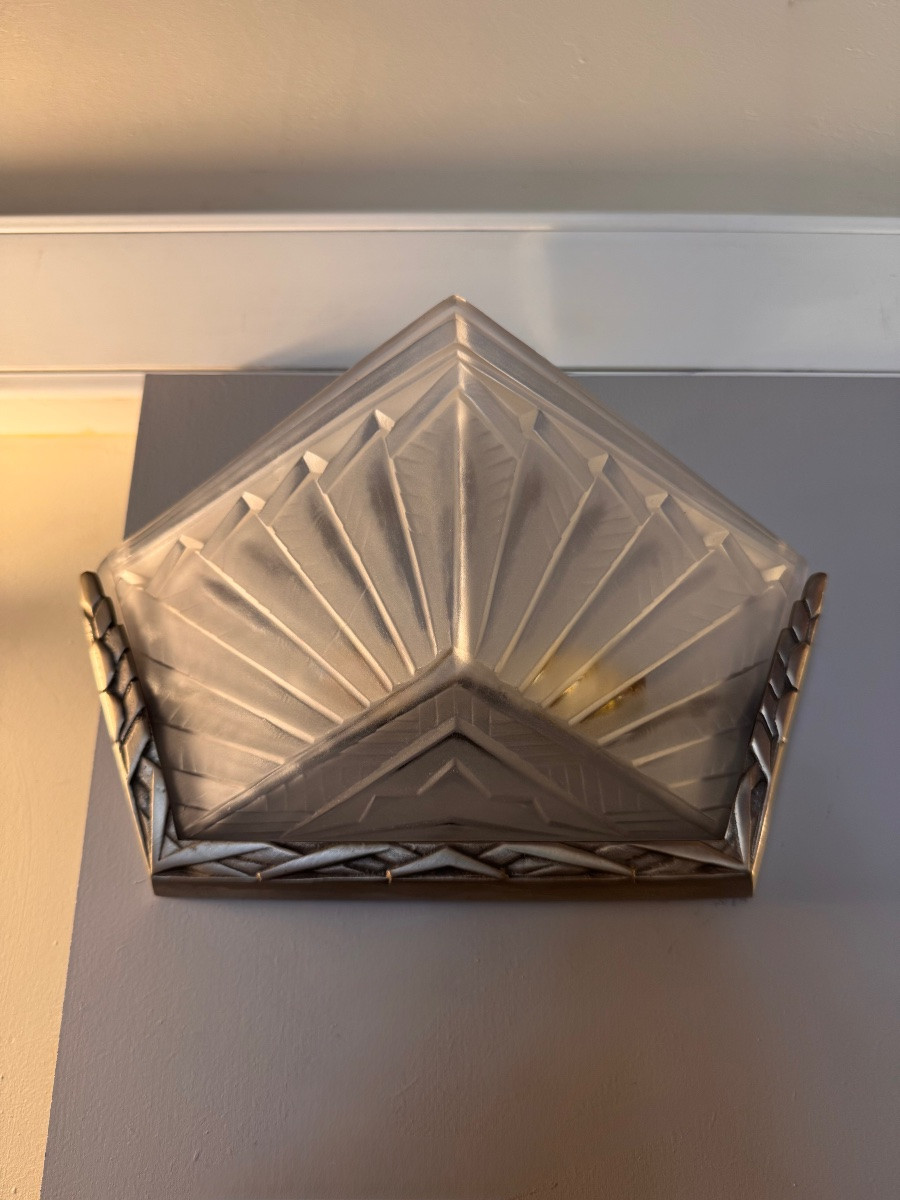 Paire d’appliques Art Déco Signée EJG France (Établissement Jean Gauthier) ( art deco 1930 ) -photo-7