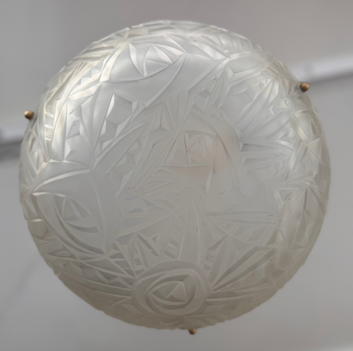 Paire de Suspensions / Plafonniers Vasques Art Déco Degué à cordelières ( lustre deco 1930 ) -photo-4