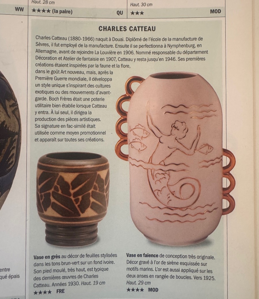 Art Deco Vase Boch Kéramis / Raymond Chevallier  « sirène » Enameled Earthenware -photo-8