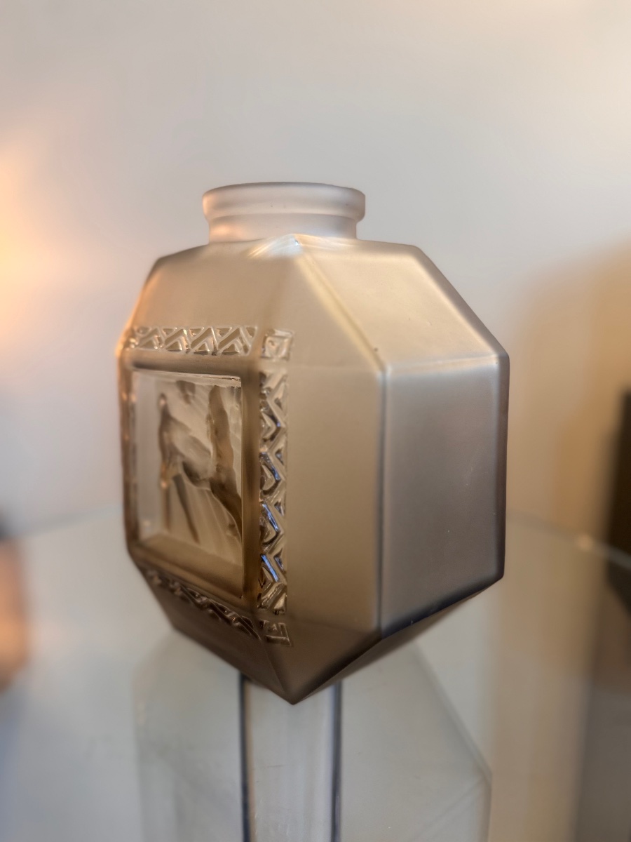 Art Deco Vase « Deer » Sepia Patina Signed Charles Schneider ( Art Deco Vases 1930 ) -photo-2