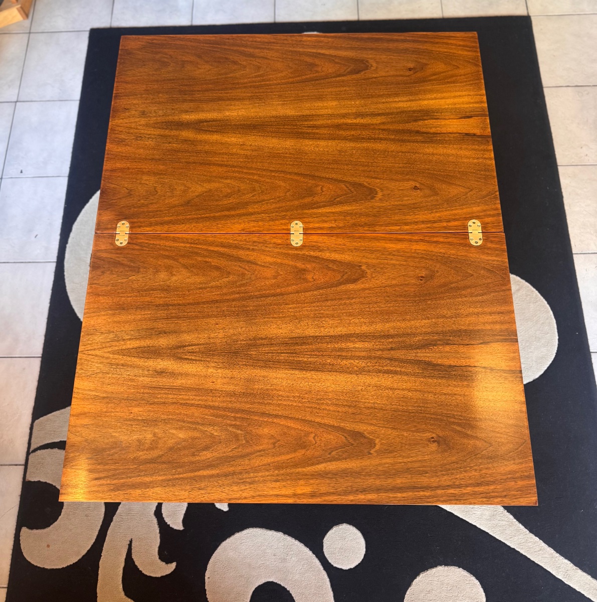 Late Art Deco (1945) Convertible Table In Buffeted Walnut / 4 Positions (1930s Art Deco)-photo-6