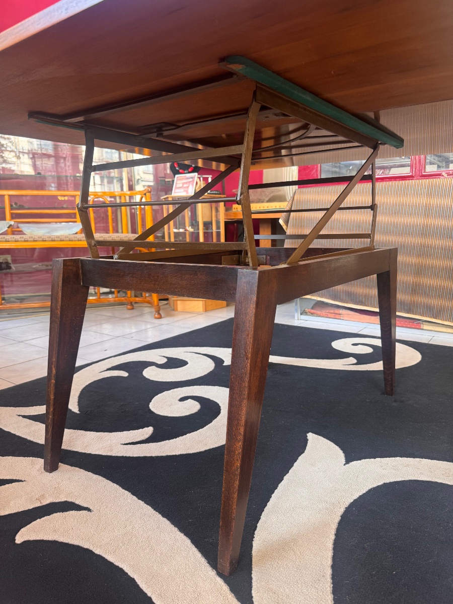 Late Art Deco (1945) Convertible Table In Buffeted Walnut / 4 Positions (1930s Art Deco)-photo-7