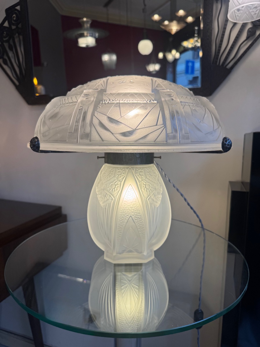 Importante Lampe Art Déco «  La Nuit Étoilée » à double éclairage Signée Müller Frères ( 1930 )