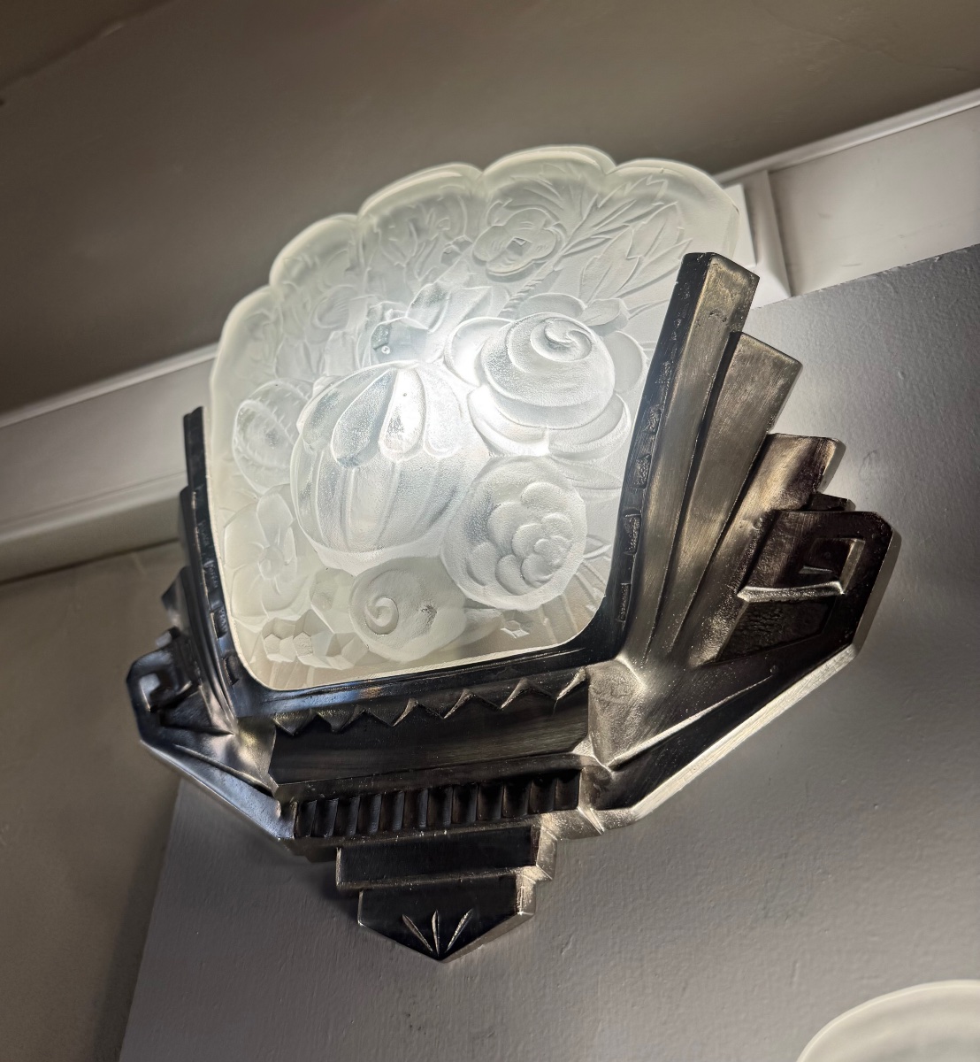 Paire d’appliques Art Déco Val Saint Lambert et Lustrerie Bruxelloise LB 2244  ( deco 1930 ) -photo-2