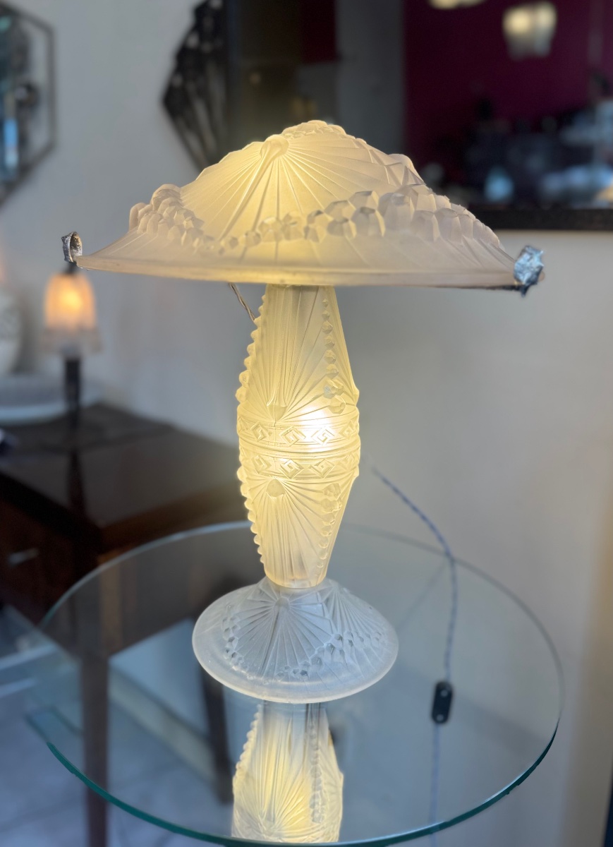 Extraordinaire Lampe Art Déco «  Les Libellules » à Double éclairage Signée Schneider ( 1930 ) -photo-2