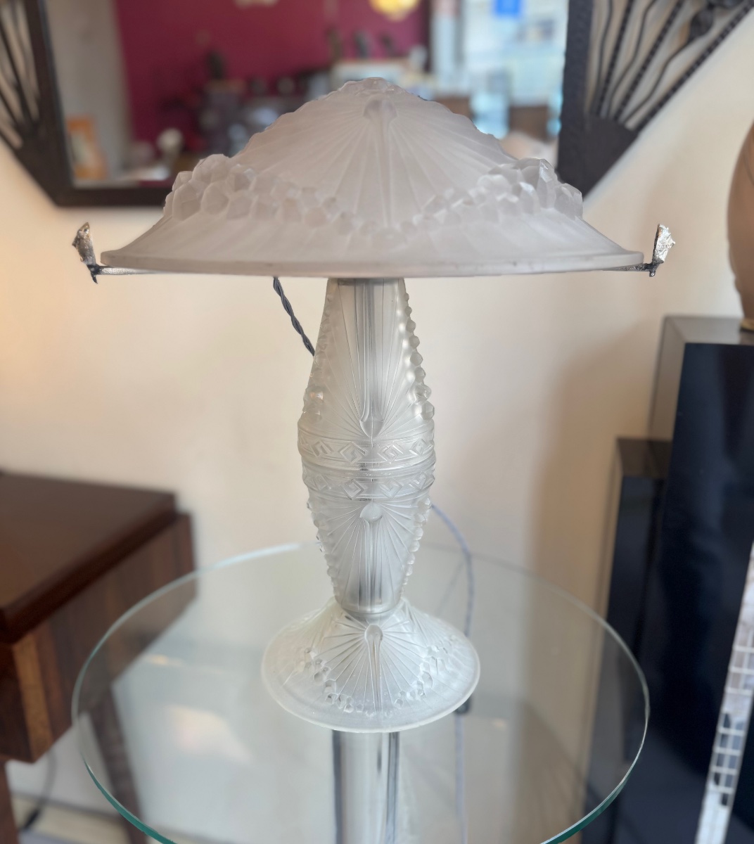 Extraordinaire Lampe Art Déco «  Les Libellules » à Double éclairage Signée Schneider ( 1930 ) -photo-5