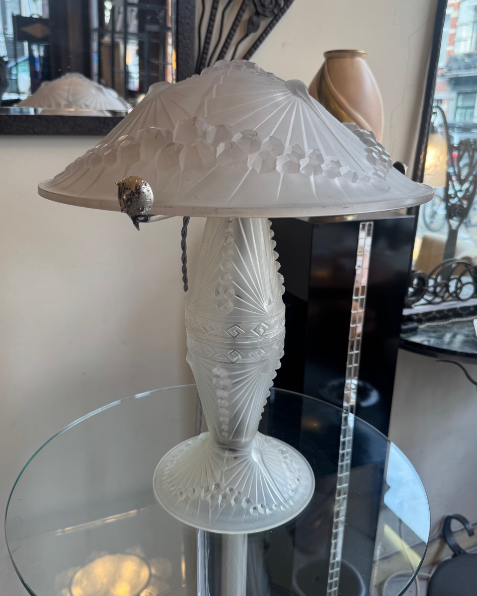 Extraordinaire Lampe Art Déco «  Les Libellules » à Double éclairage Signée Schneider ( 1930 ) -photo-7