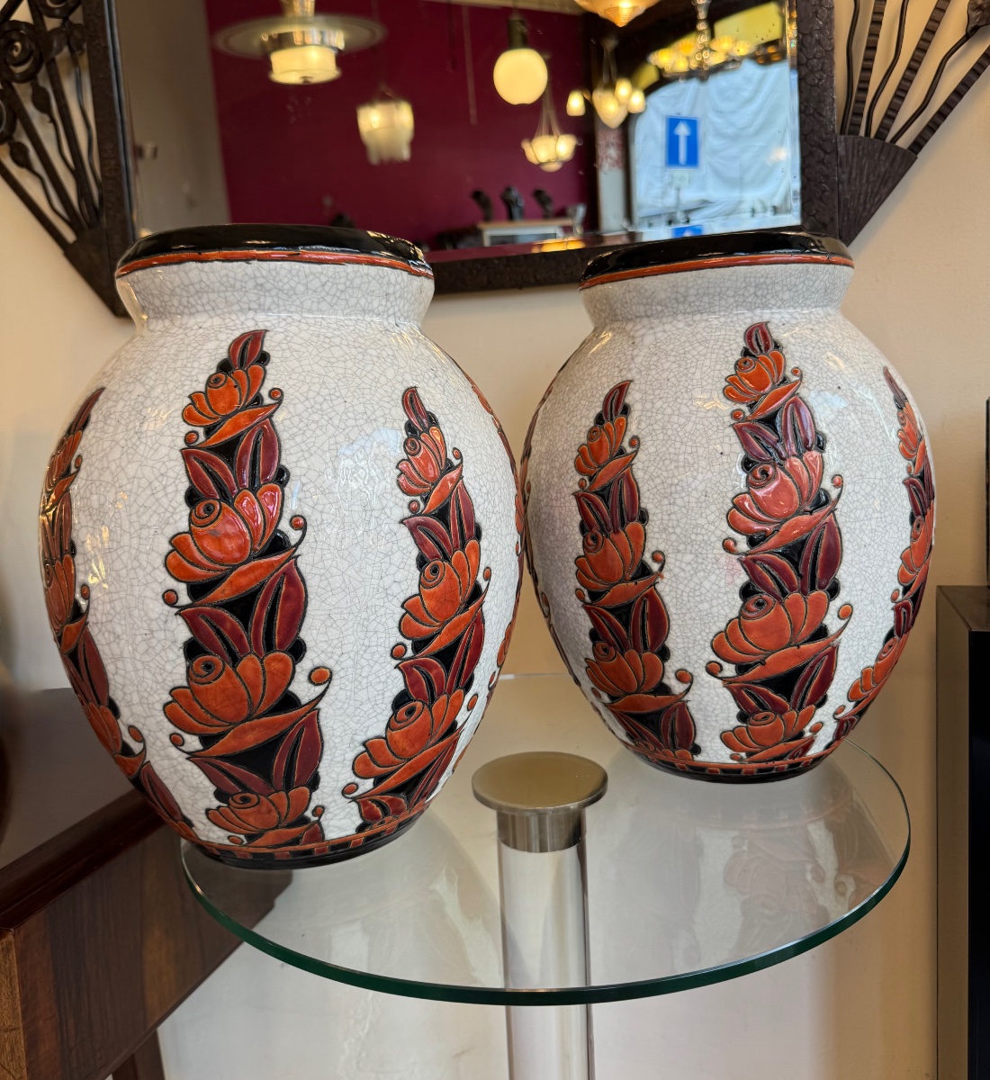 Importante Paire de Vases Art Déco Léon Lambillotte D.1065 / Boch Frères  / Catteau ( deco 1930-photo-2