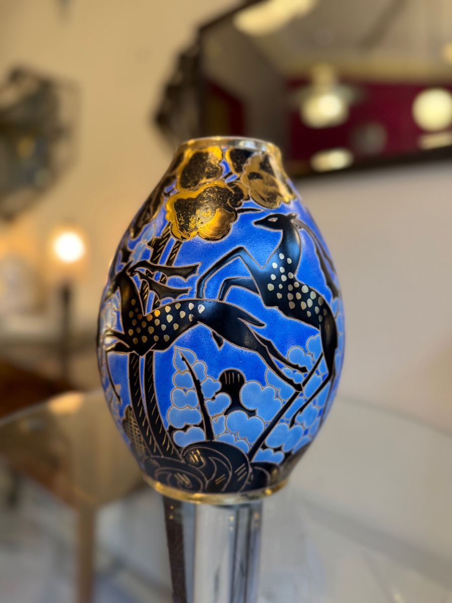 Art Deco "antilopes" Vase By Raymond Chevallier / Boch Frères Kéramis   D. 2928 (1930) -photo-3