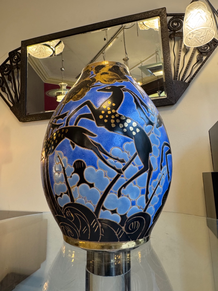 Art Deco "antilopes" Vase By Raymond Chevallier / Boch Frères Kéramis   D. 2928 (1930) -photo-4