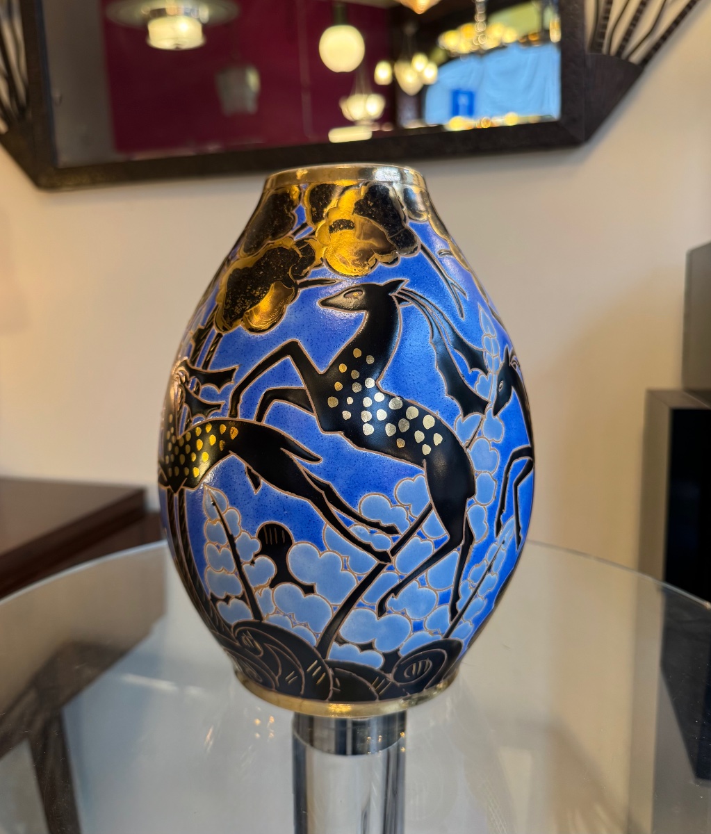Art Deco "antilopes" Vase By Raymond Chevallier / Boch Frères Kéramis   D. 2928 (1930) -photo-5