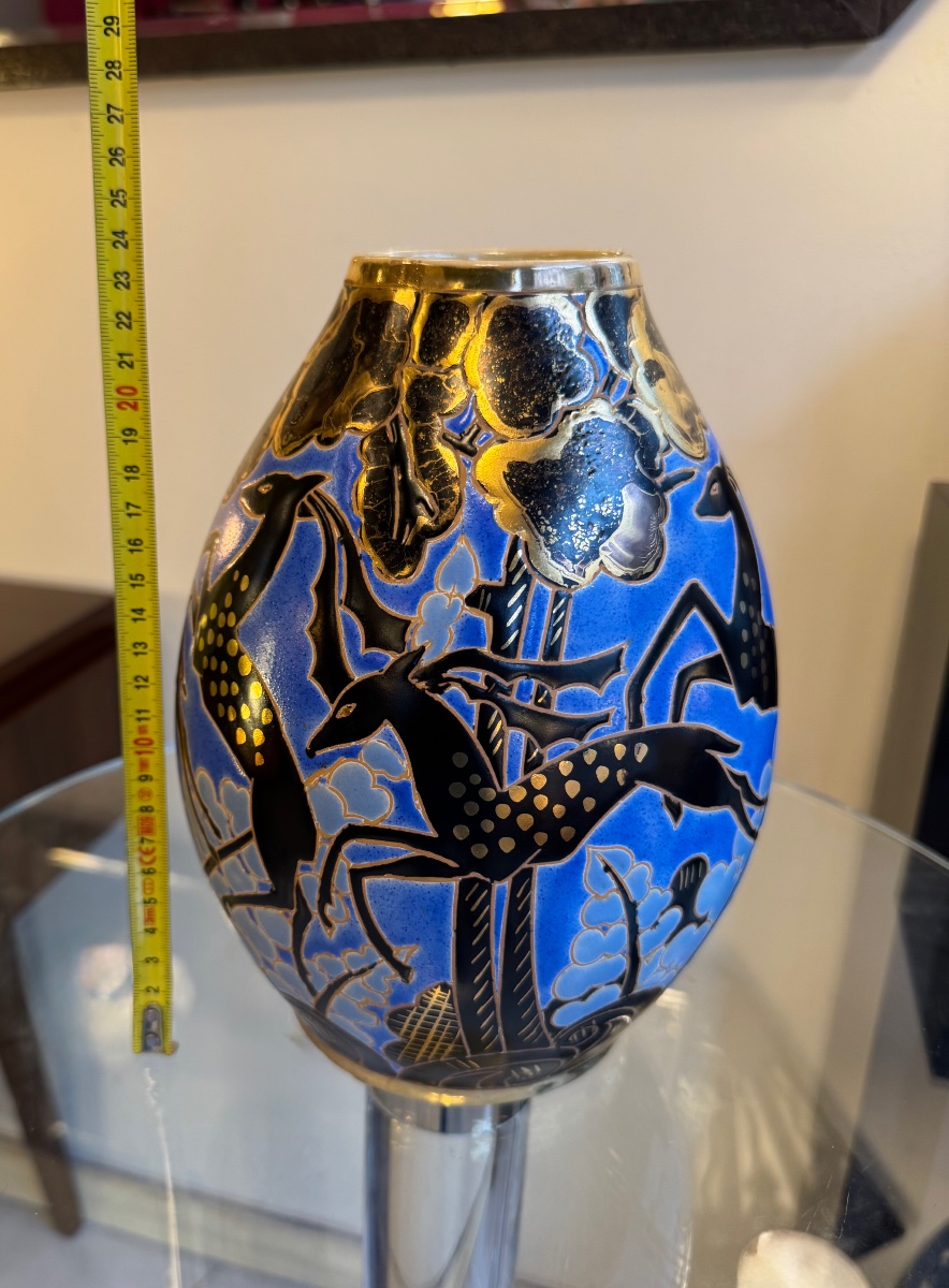 Art Deco "antilopes" Vase By Raymond Chevallier / Boch Frères Kéramis   D. 2928 (1930) -photo-7