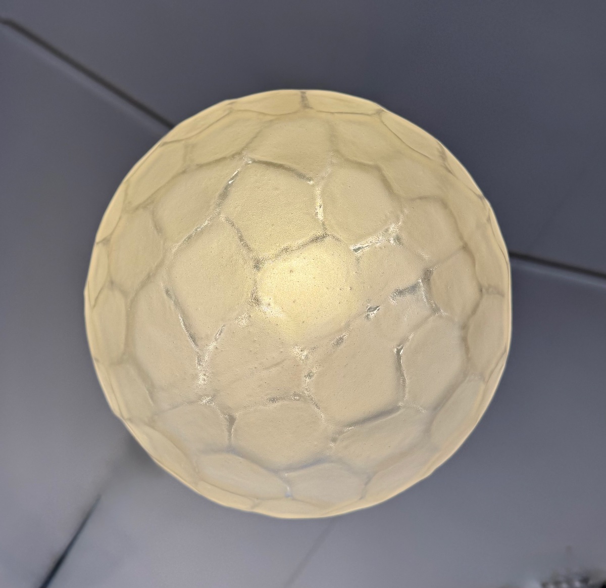 Grande Suspension Art Déco «  Boule à facettes » Genet & Michon / bronze nickelé ( deco 1930 ) -photo-2