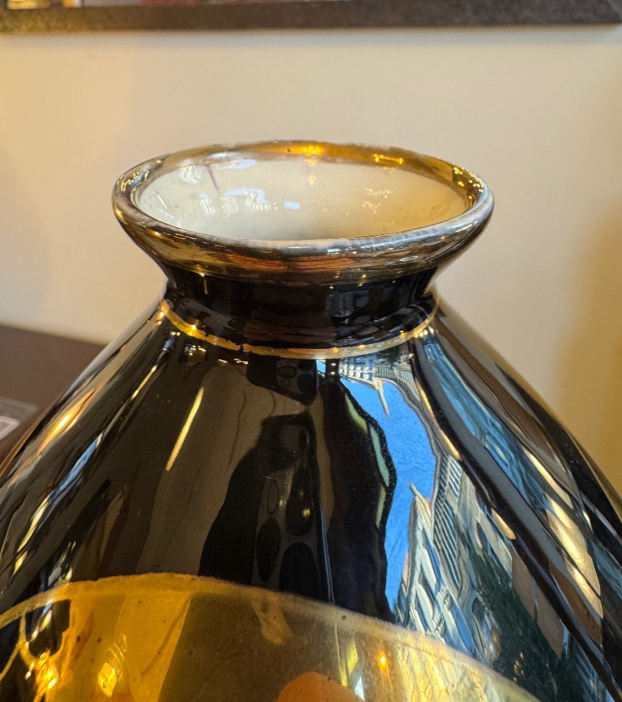 Vase Art Déco « Aux Écureils » Signé Boch Frères Kéramis D. 2137 / Faïence émaillée ( deco 1930-photo-7