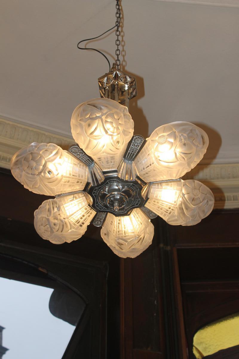 Lustre Art Deco Signé Degué-hubens (catégorie: Lustres Art Déco)