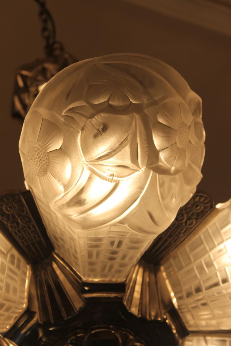 Lustre Art Deco Signé Degué-hubens (catégorie: Lustres Art Déco)-photo-3
