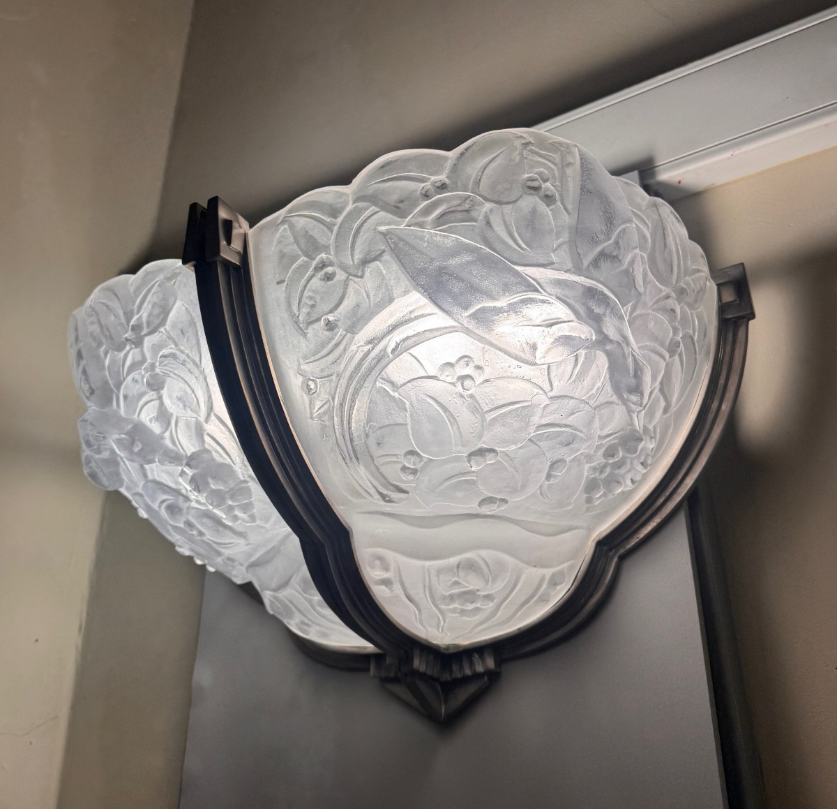 Paire d'Appliques De Coin Art Deco Genet Et Michon (cat: Applique Art Déco 1930) 
