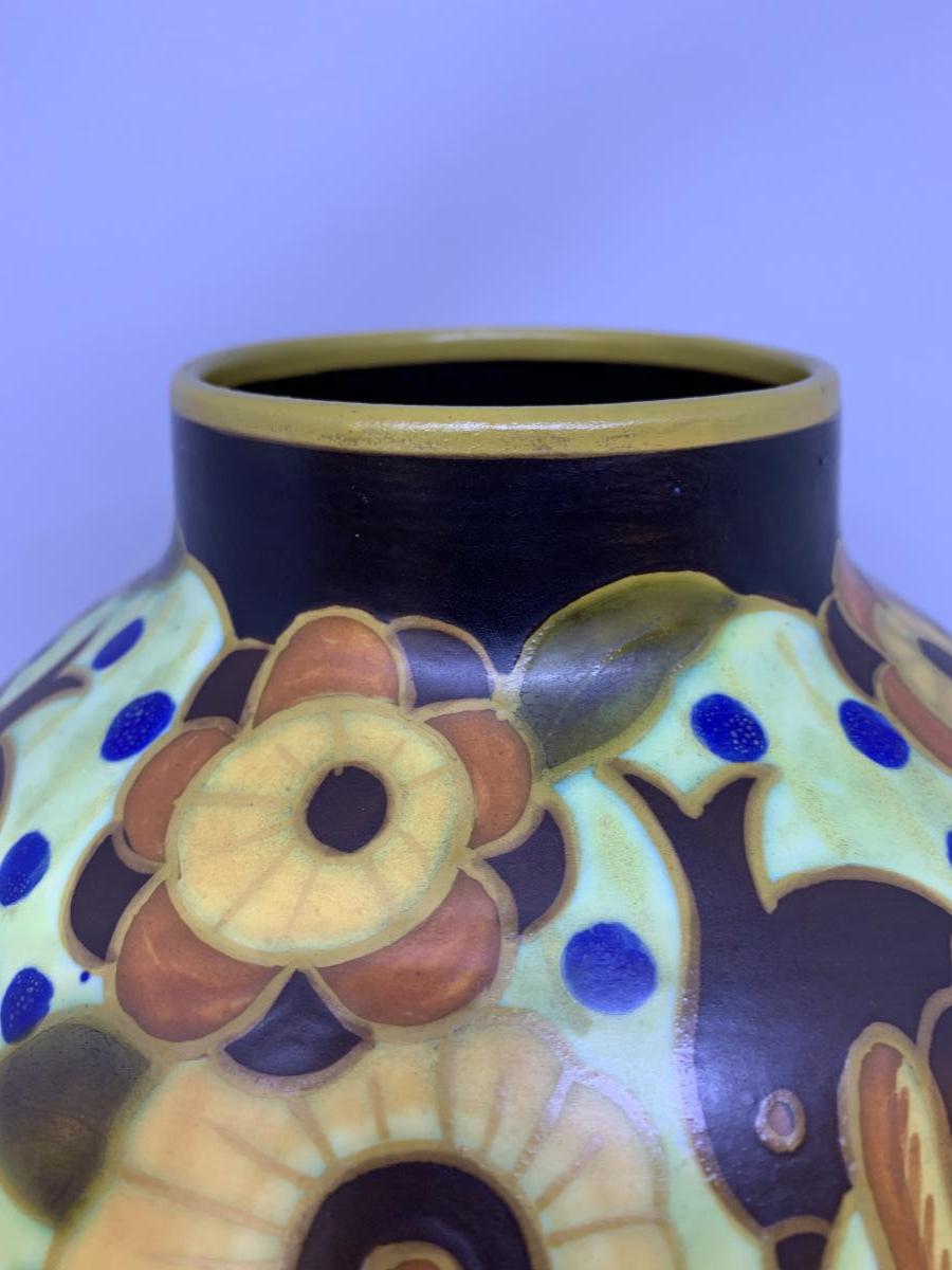 Vase Art Deco Signé Boch Keramis Probablement Léon Delfant (cat: Vases Art Déco 1930) -photo-4