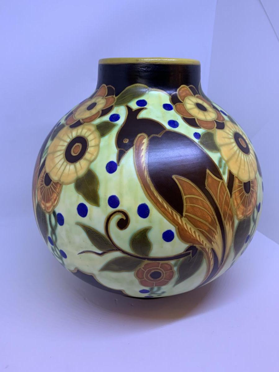 Vase Art Deco Signé Boch Keramis Probablement Léon Delfant (cat: Vases Art Déco 1930) -photo-1
