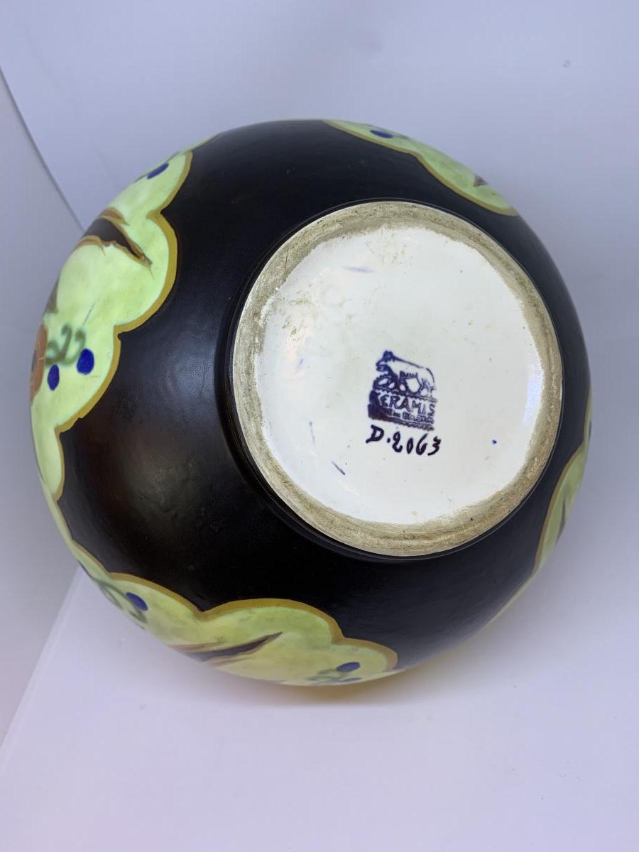 Vase Art Deco Signé Boch Keramis Probablement Léon Delfant (cat: Vases Art Déco 1930) -photo-3