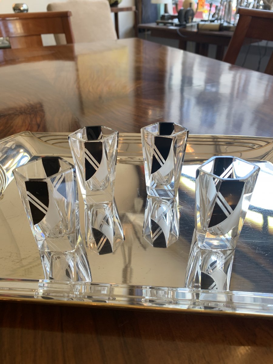 Ensemble  Art Deco Karl Palda Verreries Tchèques (cat: Carafe Art Déco 1930)-photo-3