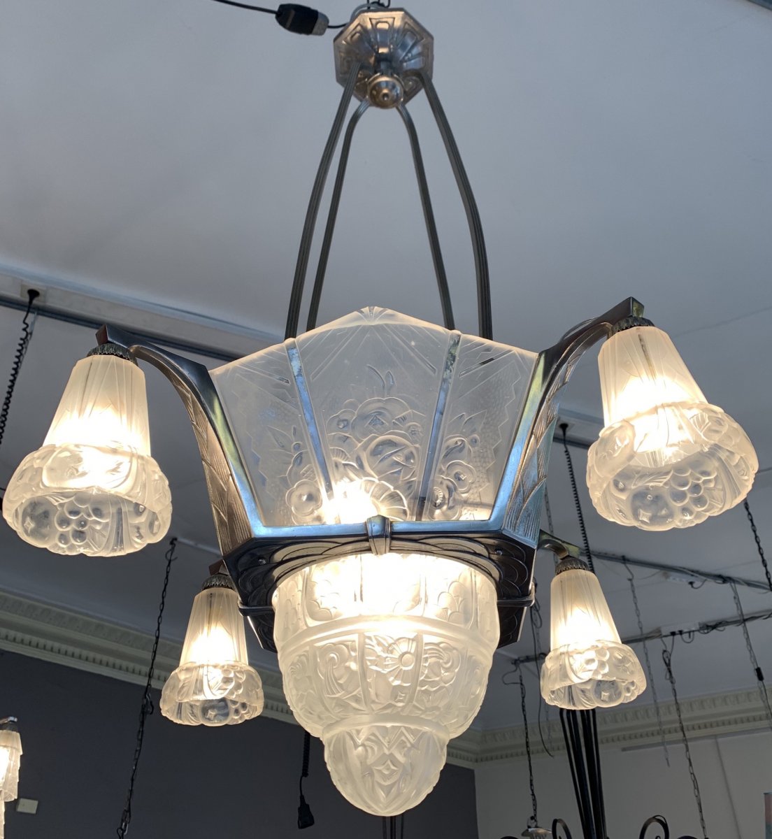 Chandelier Art Deco Glassware Hanots (cat: Chandeliers Art Deco 1930)-photo-3
