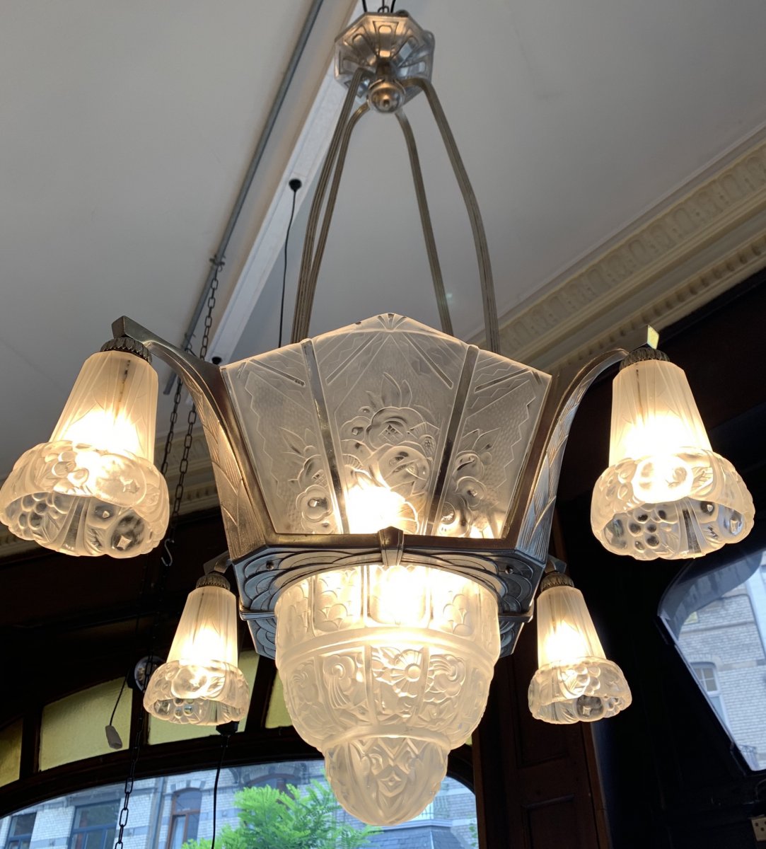 Chandelier Art Deco Glassware Hanots (cat: Chandeliers Art Deco 1930)-photo-4