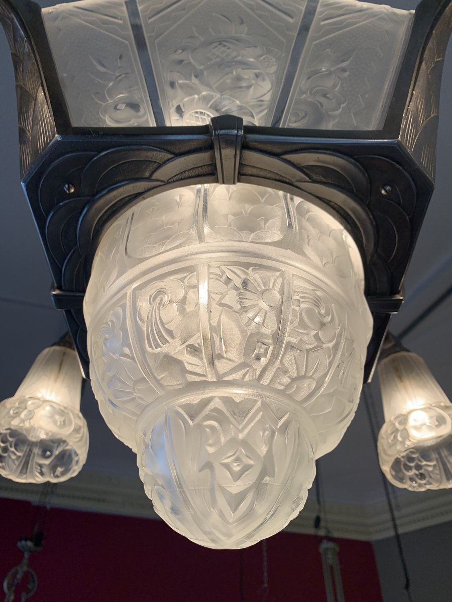 Chandelier Art Deco Glassware Hanots (cat: Chandeliers Art Deco 1930)-photo-3