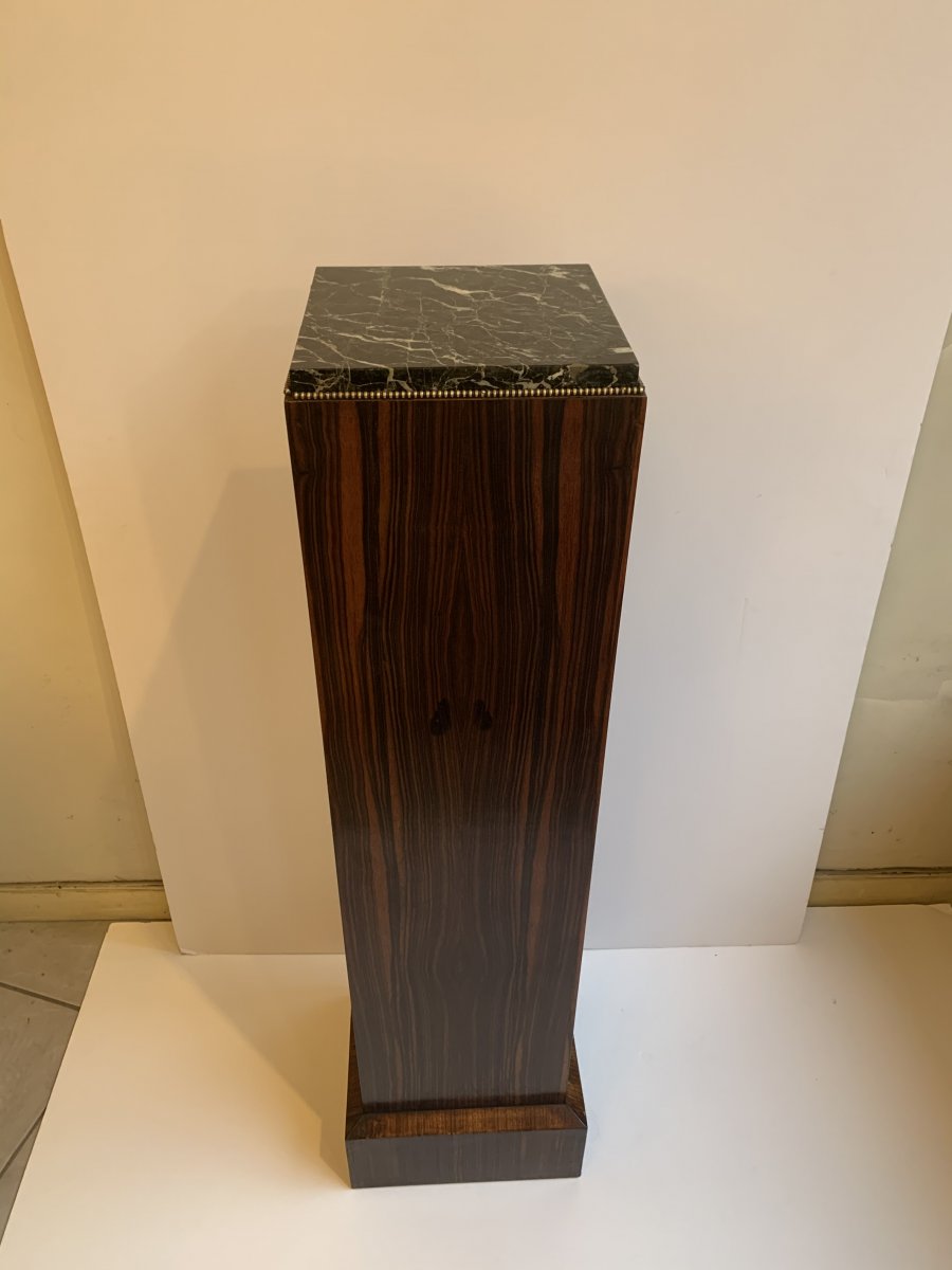 Sellette Art Deco Ebène De Macassar Et Marbre Portor (cat: Sellettes Art Déco 1930)-photo-2