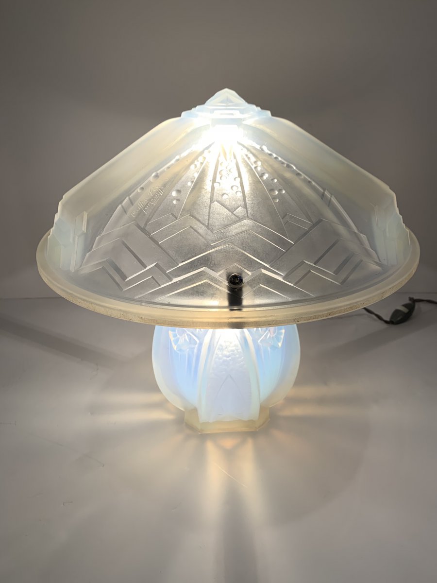 Art Deco Opalescent Lamp Signed Müller Frères Lunéville (cat: 1930s Art Deco Lamps)-photo-4