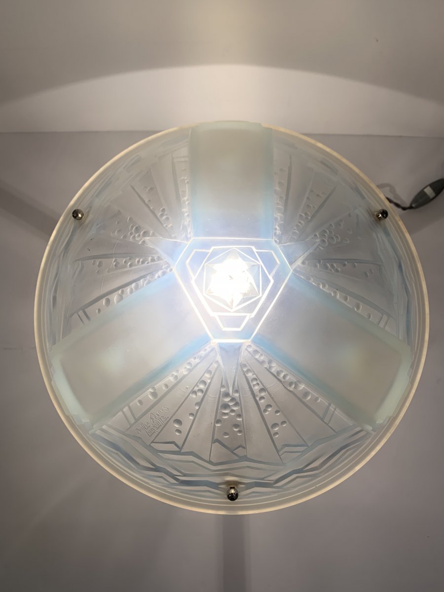 Art Deco Opalescent Lamp Signed Müller Frères Lunéville (cat: 1930s Art Deco Lamps)-photo-4