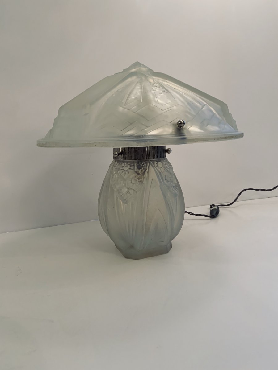 Art Deco Opalescent Lamp Signed Müller Frères Lunéville (cat: 1930s Art Deco Lamps)-photo-8