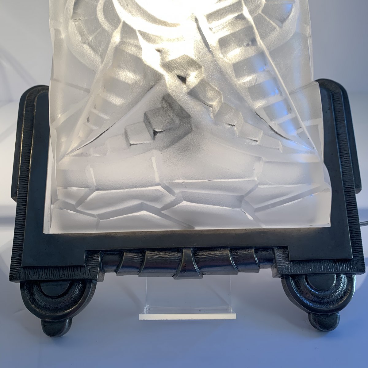 Pair Of Art Deco Degué Numbered Sconces [nickel-plated Bronze] (cat: Art Deco 1930 Sconce)-photo-4