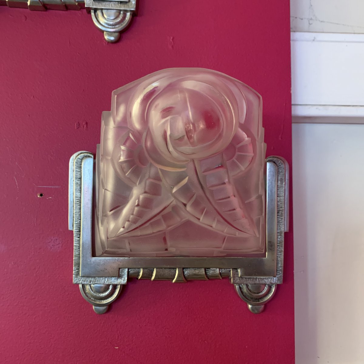 Pair Of Art Deco Degué Numbered Sconces [nickel-plated Bronze] (cat: Art Deco 1930 Sconce)-photo-7