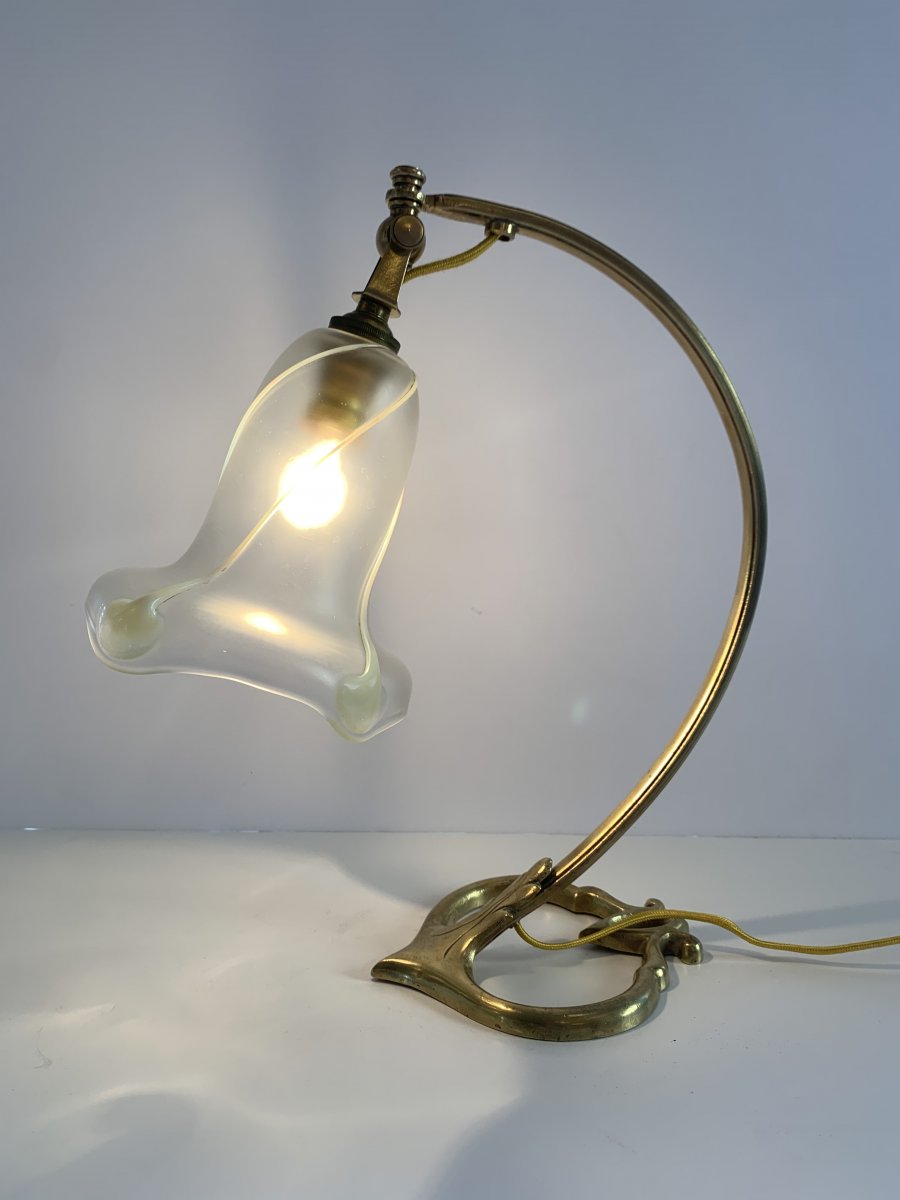 Rare Lampe Arts and Crafts W.A.S Benson Circa 1900 (Lampes art nouveau 1890-1910) -photo-4